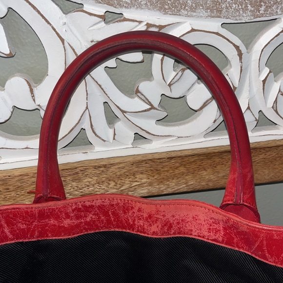 Gucci Bi-Color Tote Monogram GG Canvas Leather Tote Bag Beige Red from Japan - Picture 7 of 15